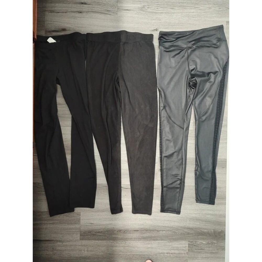 3 black leggigns bundle lot set sports pants yoga gym running women's size M